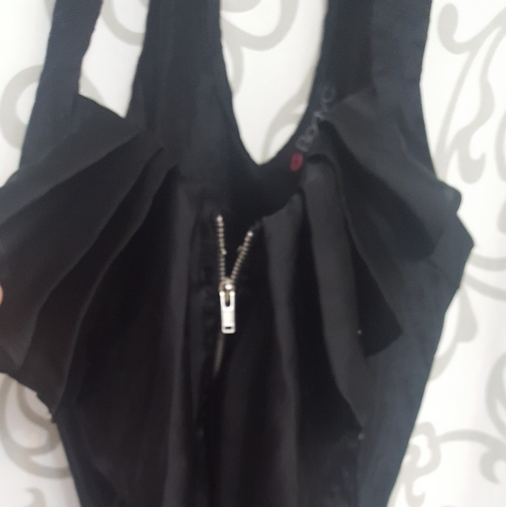 Body Central zip up top black stretch size medium